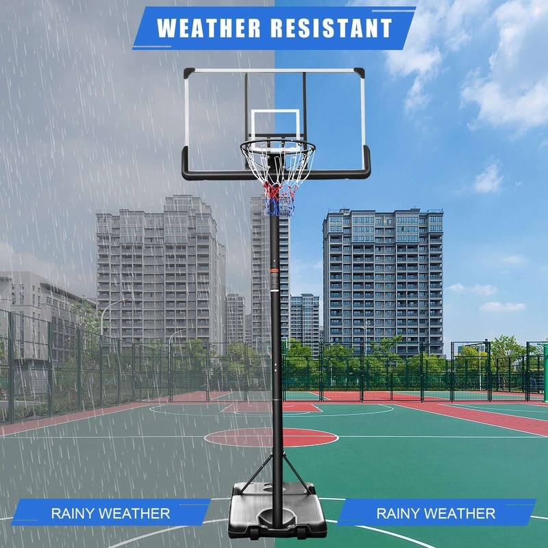 7-10 ft Height Adjustable PVC Portable Basketball Stand - Bed Bath & Beyond  - 33613990