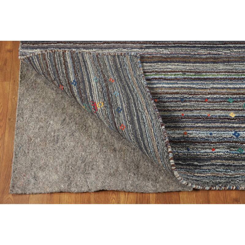 Hand Knotted Oriental 100% Wool Carpet Tribal Stripe Multi-Colored Gabbeh Area Rug - 7' 10'' X 5' 6''