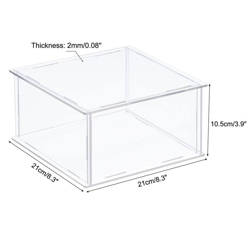 Acrylic Display Case Plastic Box Cube Storage Box Assemble Showcase - 8.3x8.3x4.1 Inch