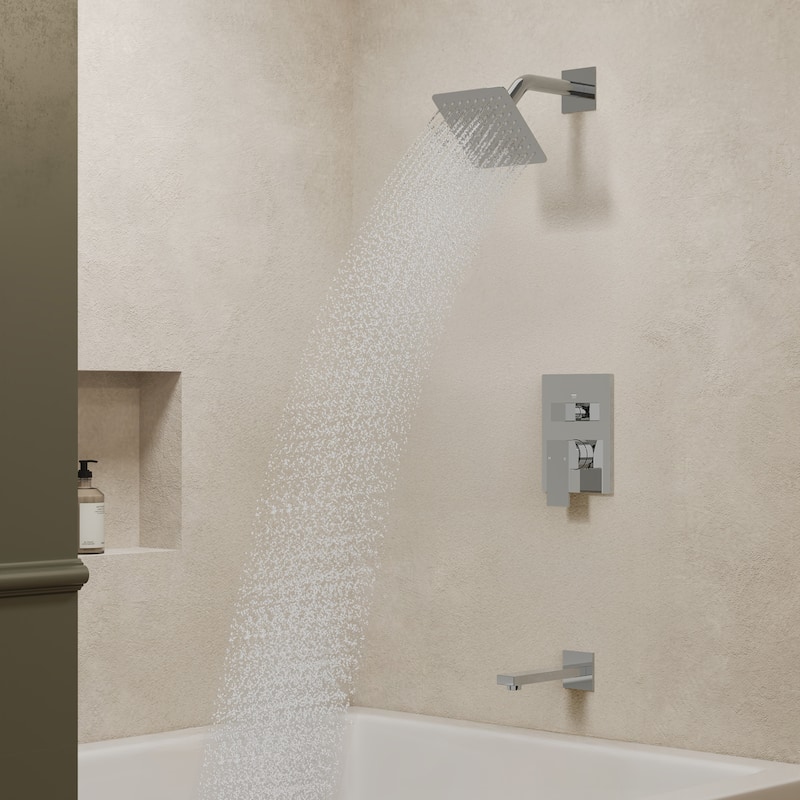 GRANDJOY 2-Function Tub and Shower Faucet Set with Single Handle Valve, Wall-Mount Design