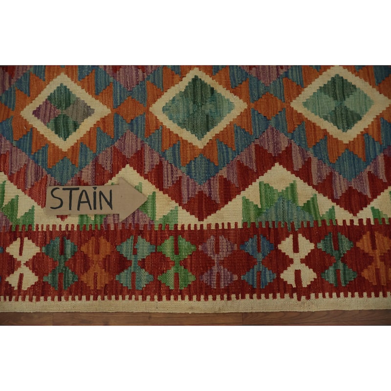 Hand Woven Oriental 100% Wool Carpet Southwestern Tribal Multi-Colored Kilim Area Rug - 4' 0'' X 2' 11''