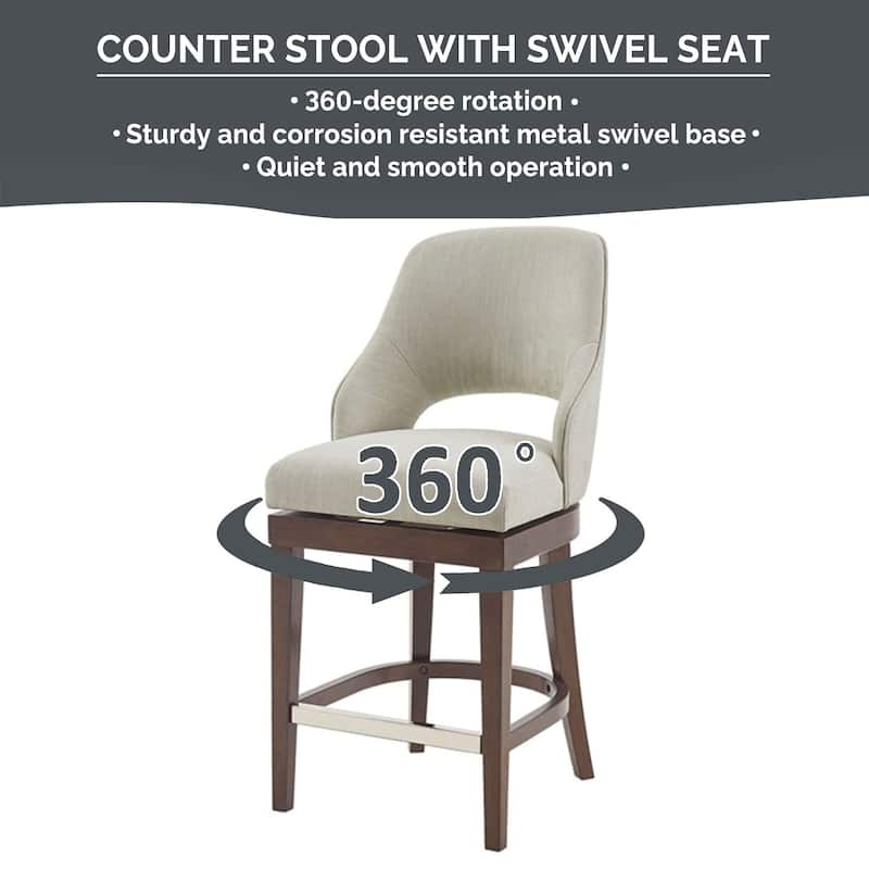 Madison Park Jillian Upholstered Counter Stool with Cutout Back Design and Swivel Sea