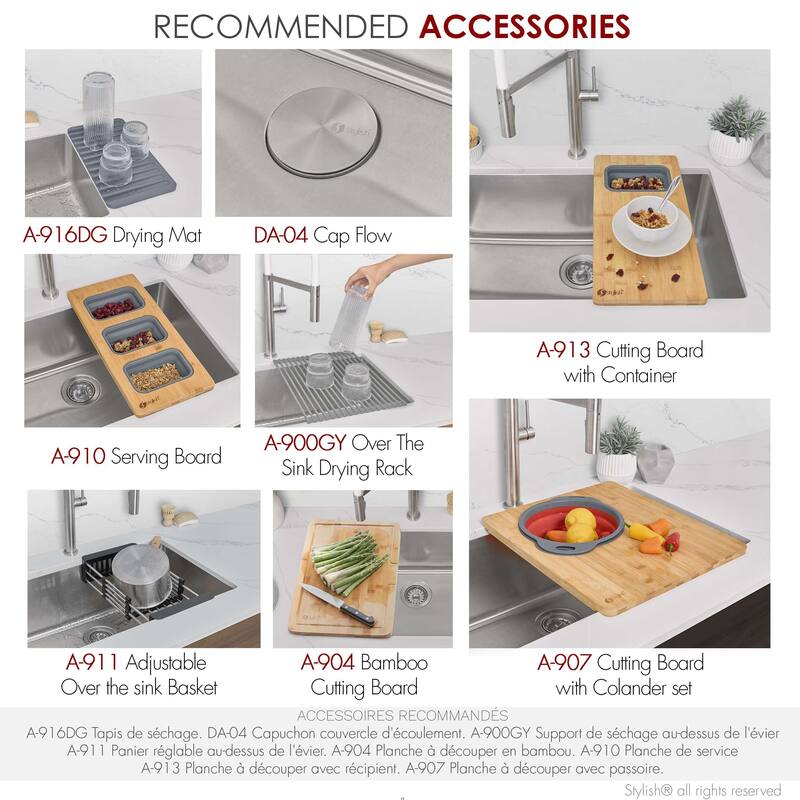 Stylish Dual Mount 30" Stainless Steel Single-Bowl Kitchen Sink S-411 - 30" x 18" x 9"