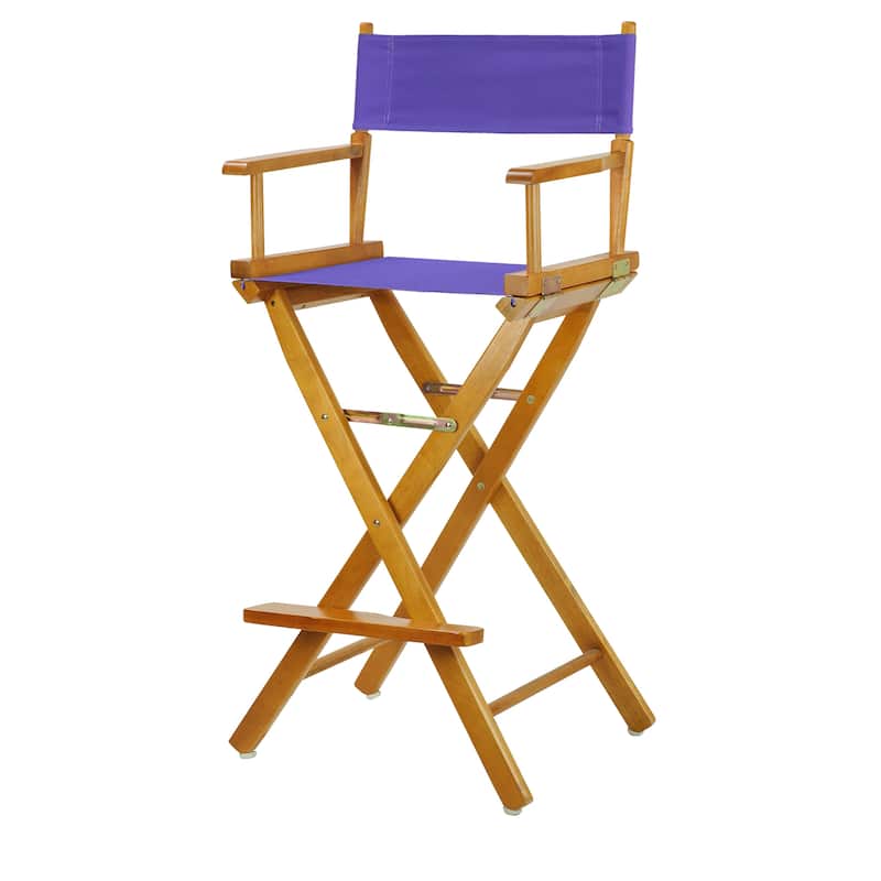 Honey Oak Frame 30-inch Director's Chair - Purple