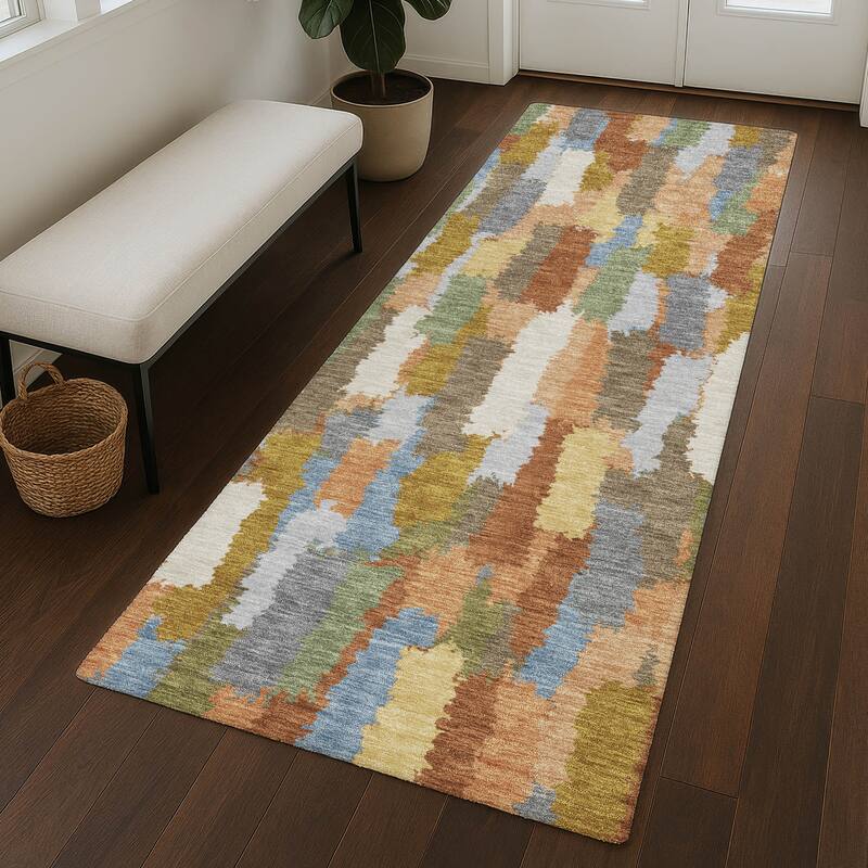 Machine Washable Indoor/ Outdoor Contemporary Stacks Chantille Rug