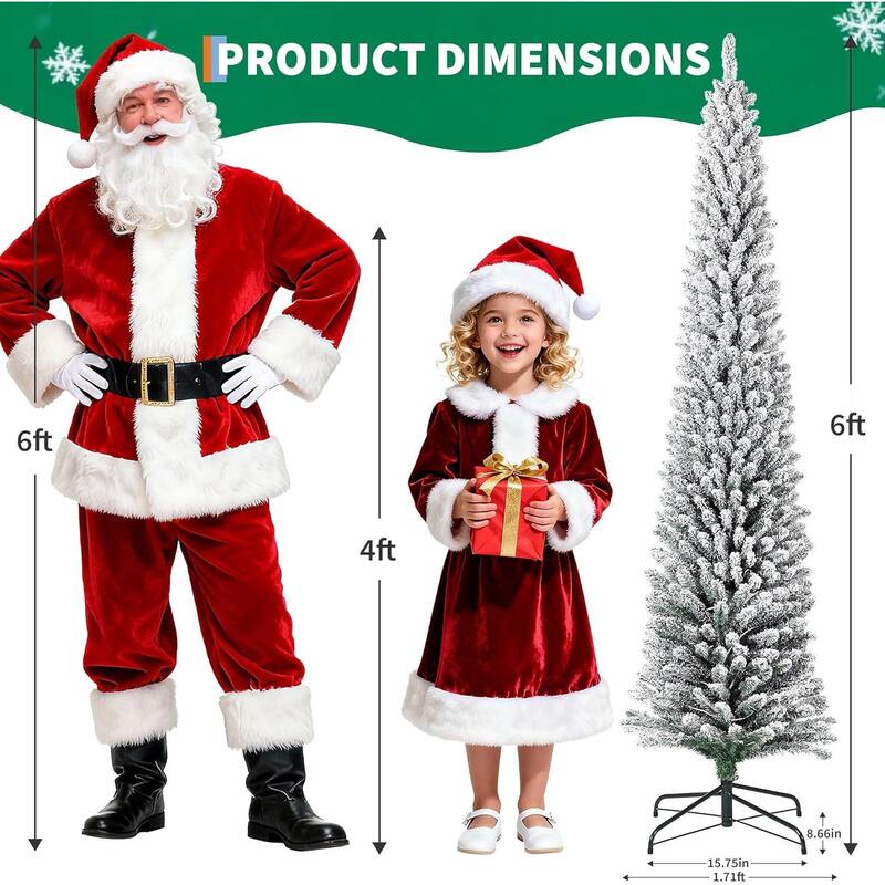 Snow Flocked Christmas Tree with Sturdy Metal Stand for Home, Office, Party Decoration