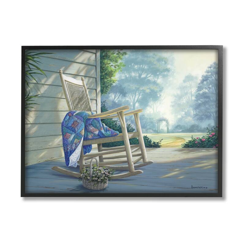 Stupell Rocking Chair on Porch Framed Giclee Art Design by Michael Humphries - 14 x 11 - Black