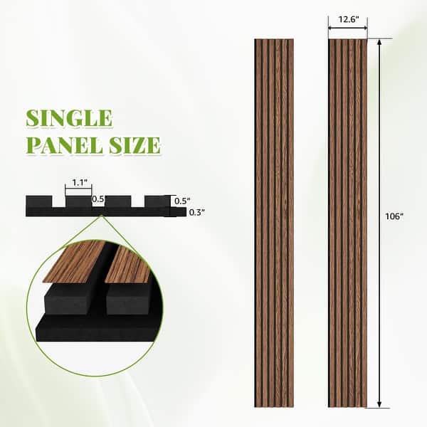 dimension image slide 2 of 11, 2Pcs Wood Slat Acoustic Wall Panels