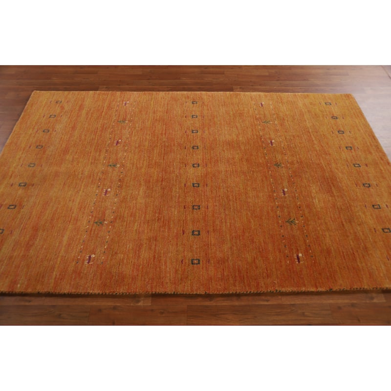 Hand Knotted Oriental 100% Wool Carpet Tribal Animal Pictorial Oranges & Rust Gabbeh Area Rug - 7' 8'' X 4' 10''