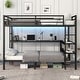 preview thumbnail 1 of 10, Black Full XL Over Twin Bunk Bed with Desk LED USB Storage Shelves for Work and Study Black - Full