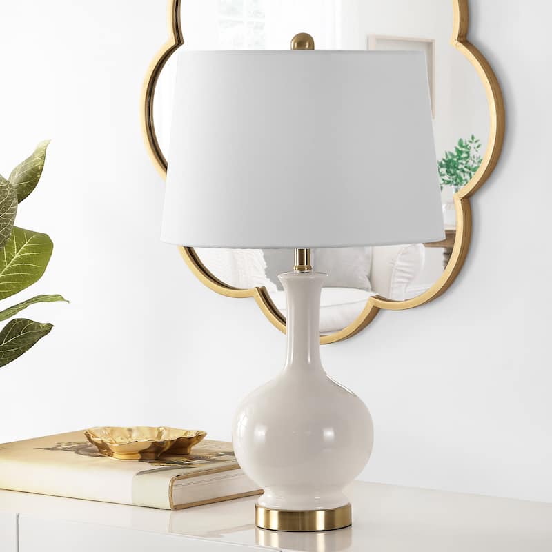 SAFAVIEH Lighting Kertu 26-inch Ceramic Table Lamp - 15" x 15" x 26" - 15Wx15Dx26H - Cream