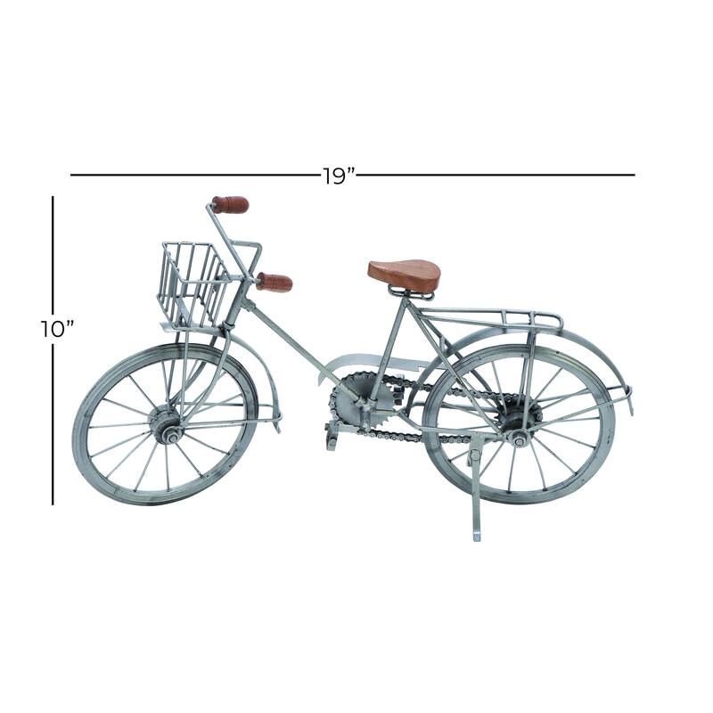 Yellow, Blue or Silver Metal Bike Decorative Sculpture with Wood Accents