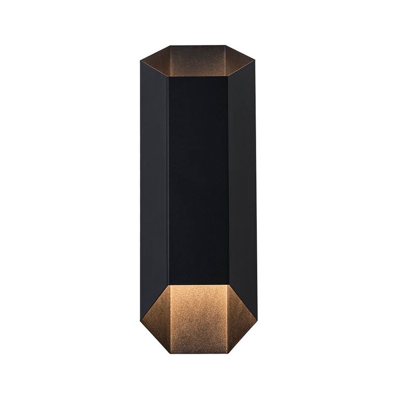 2-Light Hexagonal LED Outdoor Wall Sconce Dimmable Iron Exterior Lamp
