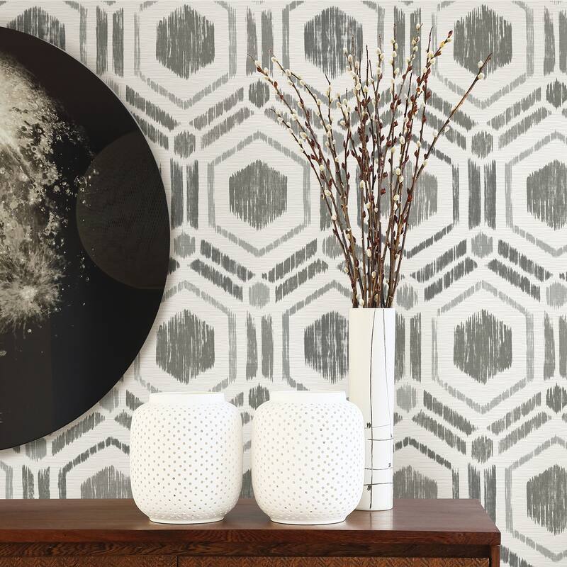 A-Street Prints Borneo Taupe Geometric Grasscloth Wallpaper