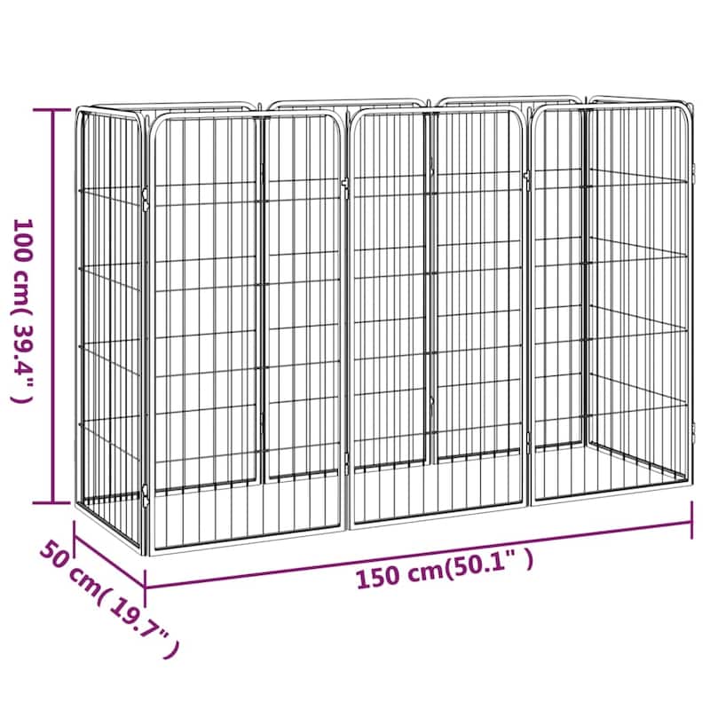 vidaXL Dog Playpen Kennel Dog Cage Puppy Pet Exercise Wire Fence Steel Black