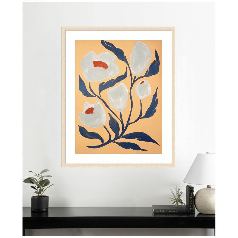 Kate and Laurel Framed Art Gray Flower by Emma Daisy