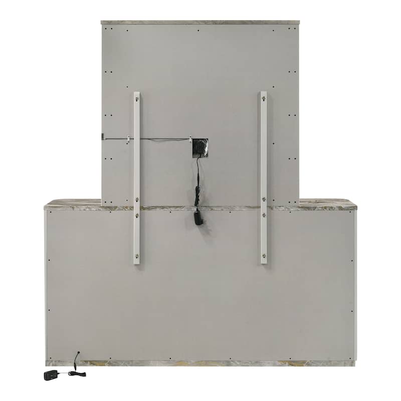 Furniture of America Sherri Modern 2-Piece Light Grey Solid Wood 6-Drawer Dresser and Mirror Set with Touch LED