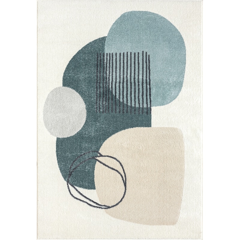 Abani Rugs Deco Cream Minimalist Geometric Area Rug
