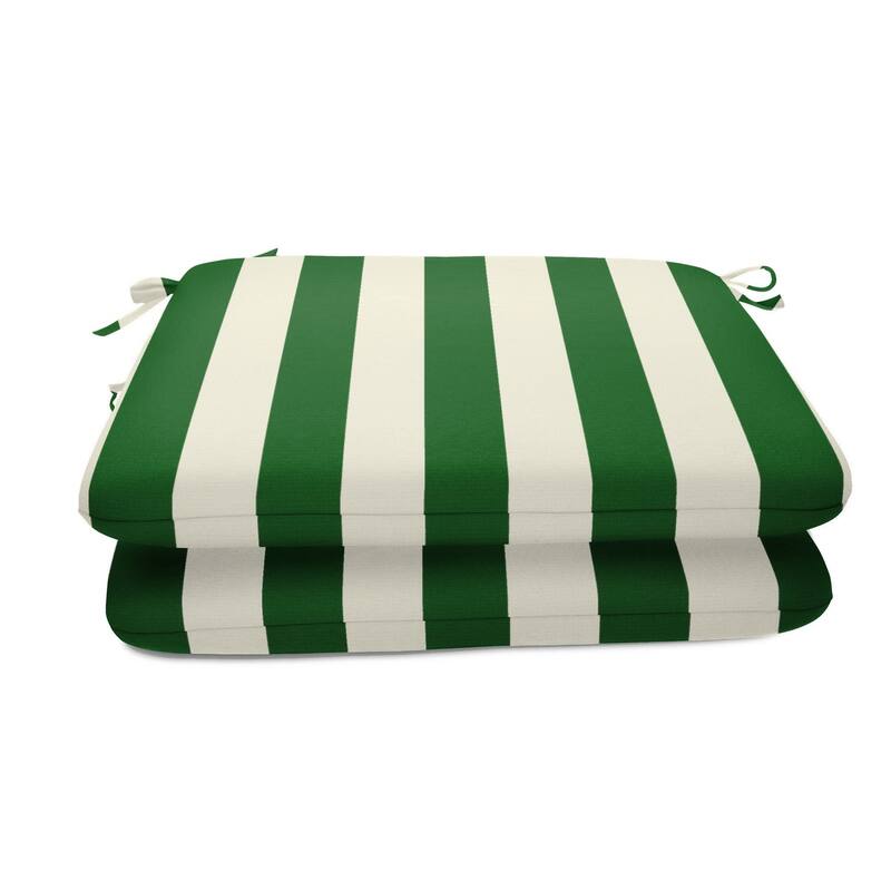 Sunbrella Striped 20x18-inch Seat Cushion (Set of 2) - Maxim Forest Green