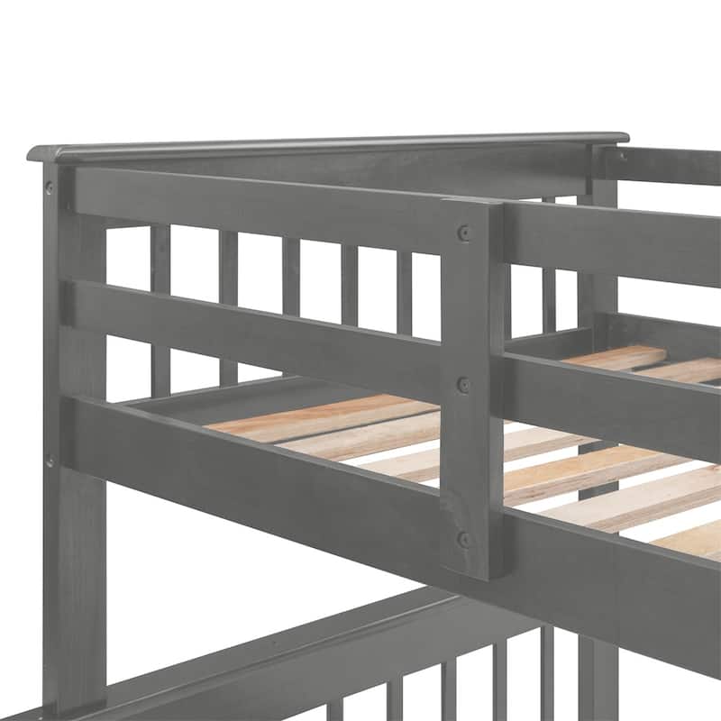 Merax Stairway Twin over Full Bunk Bed with Drawer, Storage and Guard Rail Bed Bath & Beyond