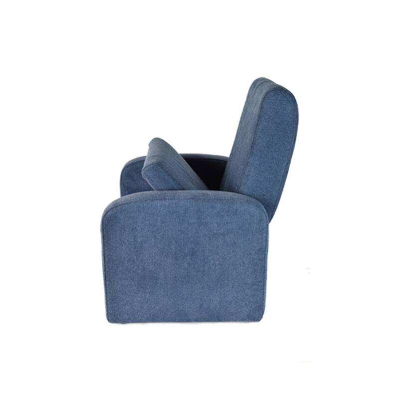 Kids Black Comfy Upholstered Recliner Chair with Storage - 20x16x25 in. - Blue