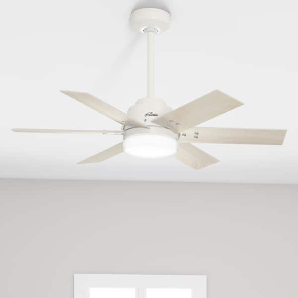 slide 2 of 14, Hunter 44" Pacer Ceiling Fan with LED Light Kit and Handheld Remote - Modern Farmhouse, Transitional Fresh White