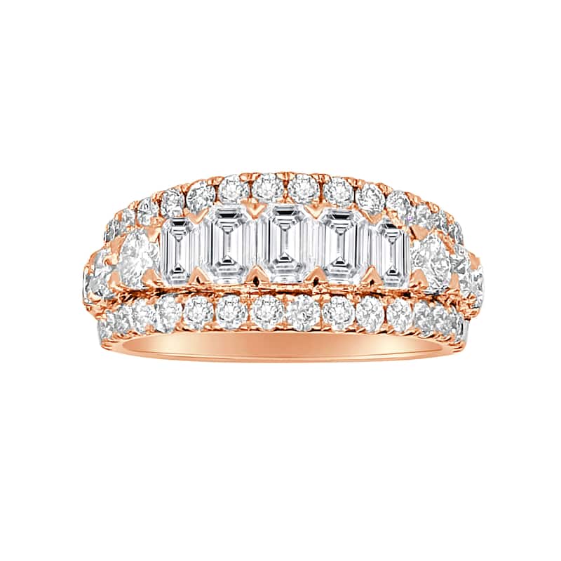 Auriya 14k Gold Lab Grown Emerald-Cut and Round Diamond Band 3.70 ct. tw. (F-G, VS)