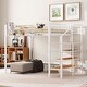 preview thumbnail 10 of 16, Full Size Metal Loft Bed with Storage Ladder and Grid Shelf White