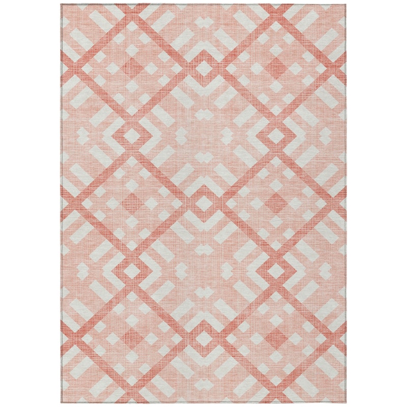 Machine Washable Indoor/ Outdoor Chantille Contemporary Trellis Rug