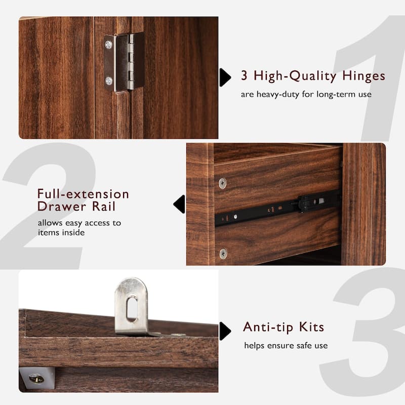 71"Kitchen Pantry Cabinet with 2 Drawers,Embossed Texture Freestanding Cabinet with 8 Door Shelves and 3 Cabinet Shelves
