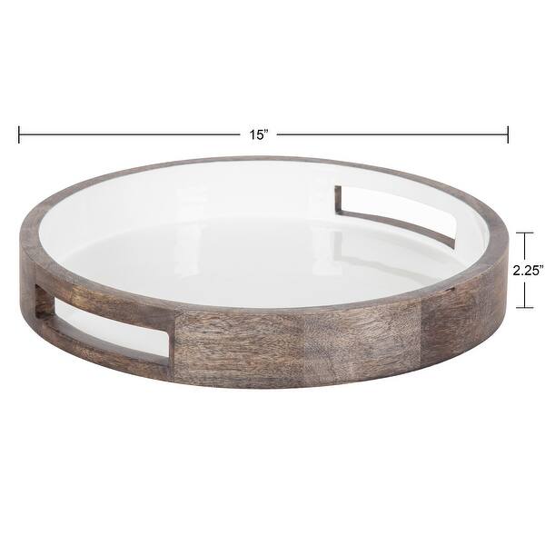 dimension image slide 1 of 3, Kate and Laurel Ehrens Round Decorative Wood Tray