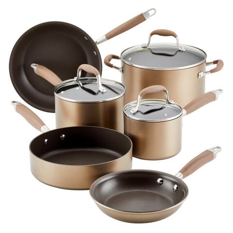 Anolon Advanced Bronze Hard Anodized Nonstick Cookware Set, 9 pc, Gray