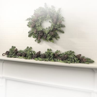 48" Natural Touch Pine Spruce W/Pinecones Garland - Green Brown - 48-Inch