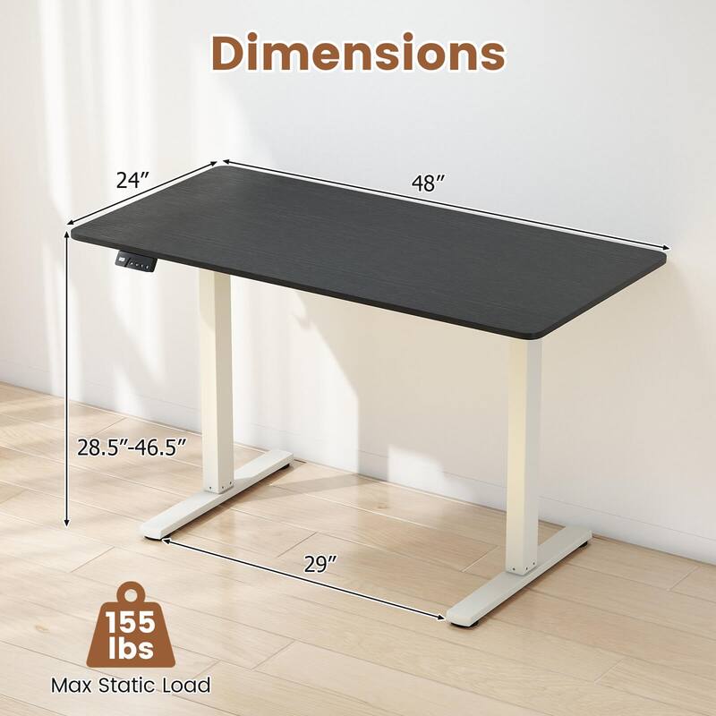 Costway 48” x 24” Electric Standing Desk with LED Display 2 Memory