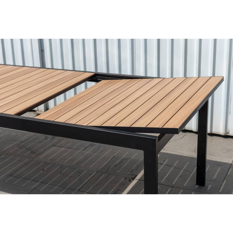 Amazonia Petherson Aluminum Outdoor Patio Dining Set - Black Chairs