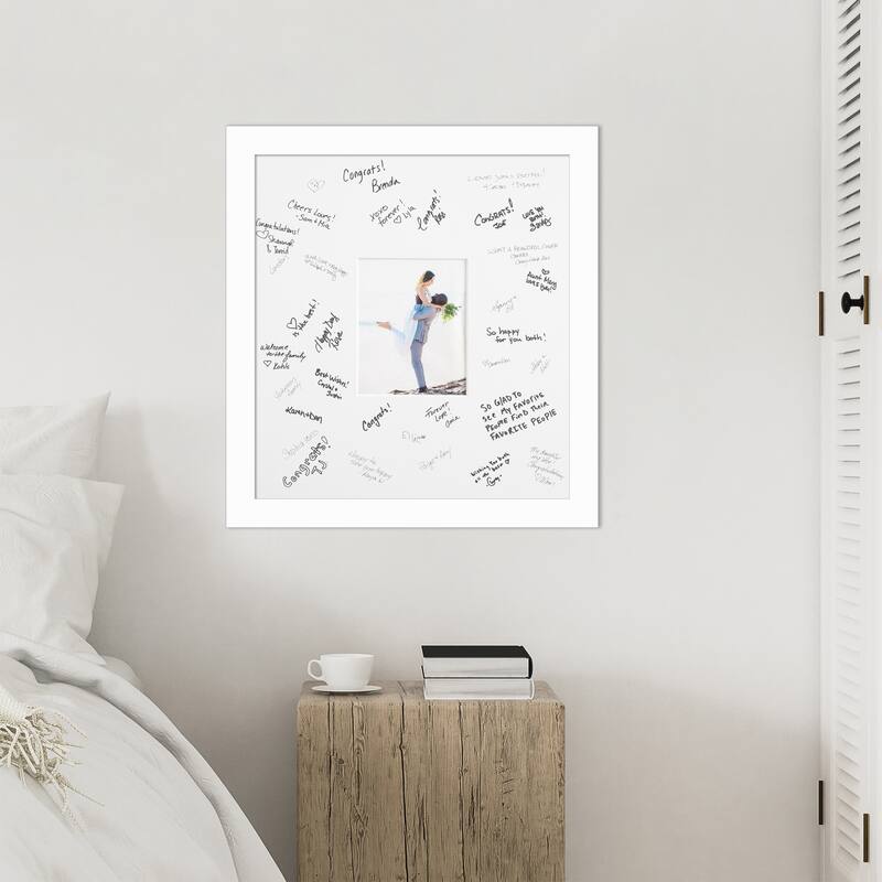 Basic Signature Mat Picture Frame - Autograph Photo Frame Guest Book Alternative for Weddings, Graduations, or Retirement