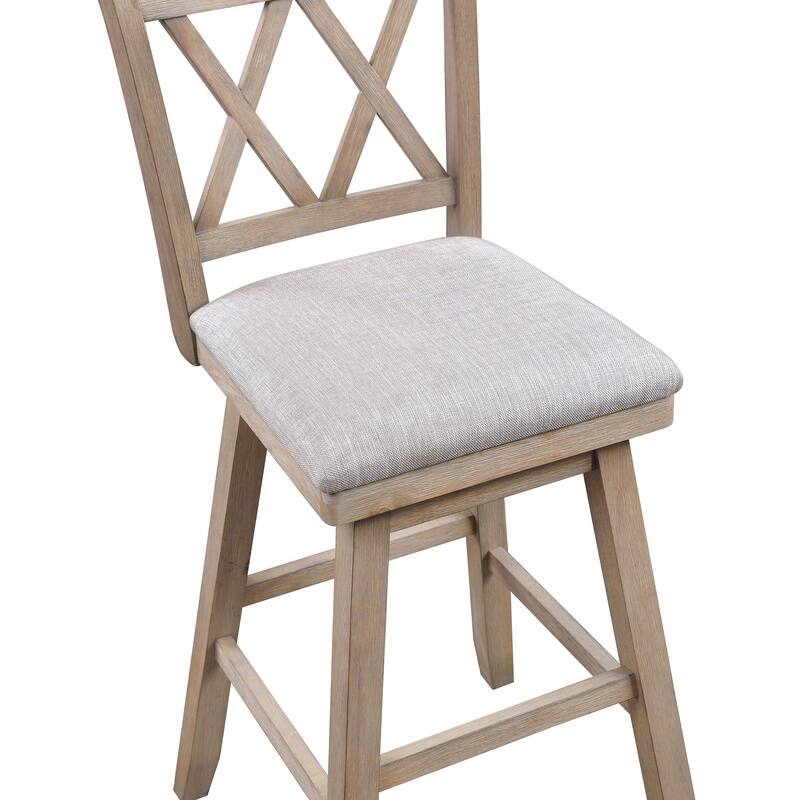 42.5" Brown High Double Cross Bar Stool with Swivel Seat