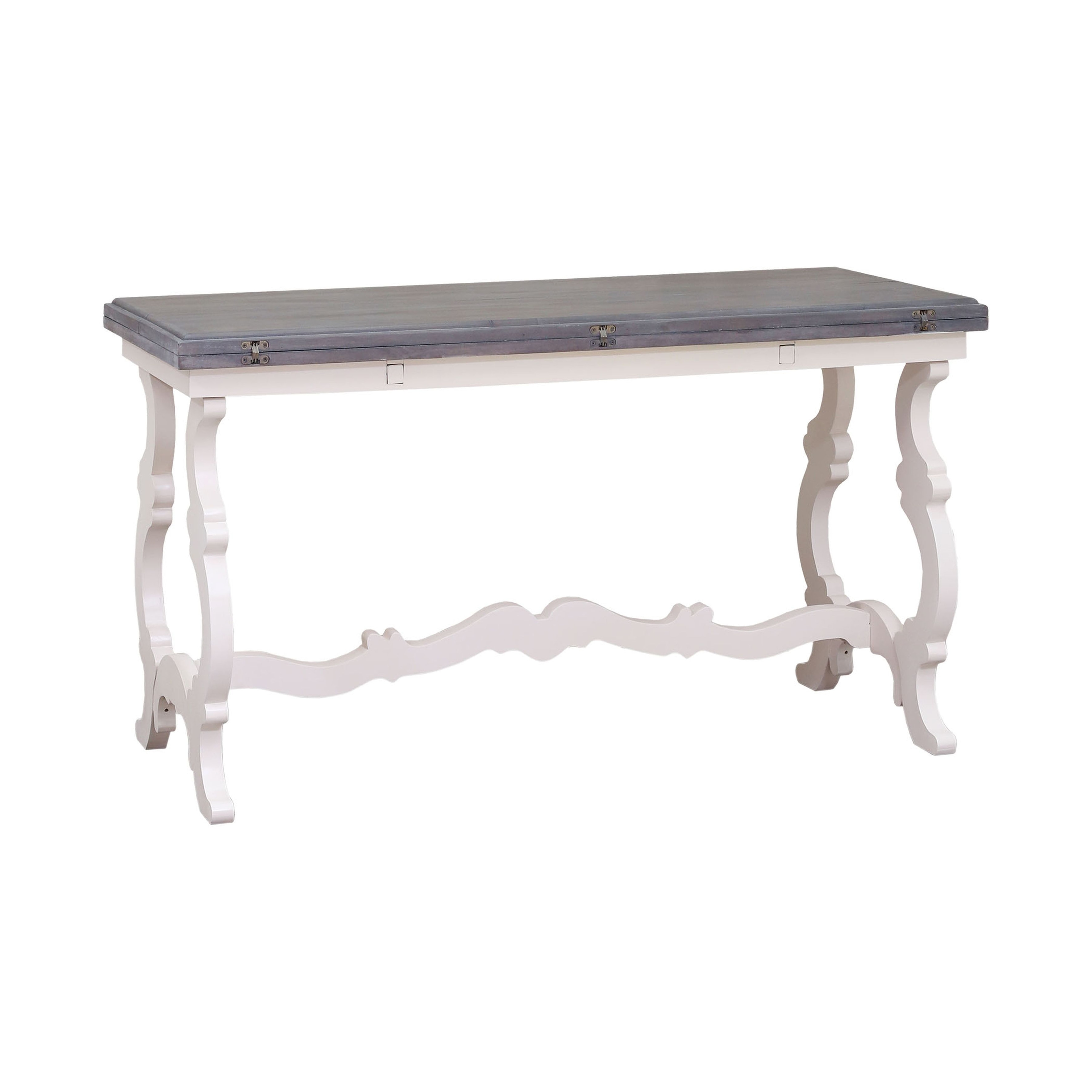 Atlas Volumn White Finish Smoke Grey Topped Console Table - 54 inch W