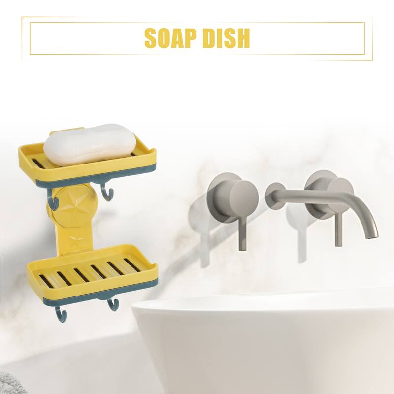 Wall Mounted Soap Dish Soap Box Soap Holder for Bathroom Kitchen - Yellow