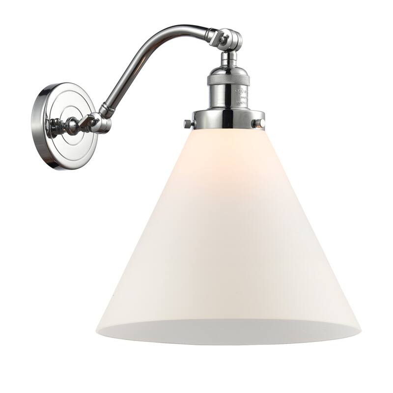 Innovations Lighting X-Large Cone Single Light 14" Tall Bathroom - Polished Chrome / Matte White Cased