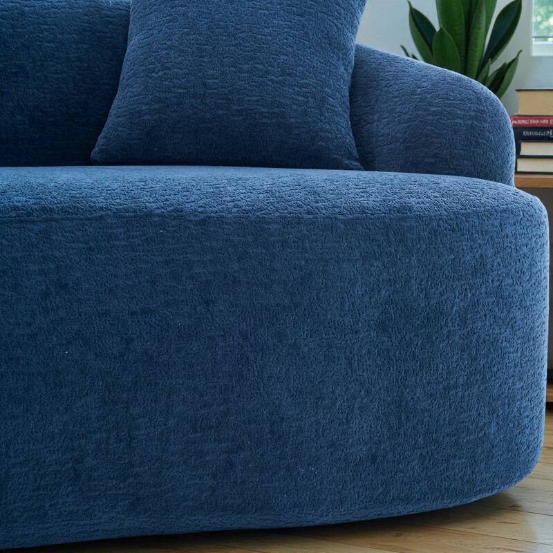 98.8" Boneless L-Shaped Sectional Sofa with Curved Chaise, Modular Chenille Compression Couch with 30D Foam for Living Room