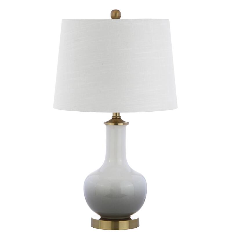Bates 25" Ceramic/Brass LED Table Lamp, White/Navy by JONATHAN Y