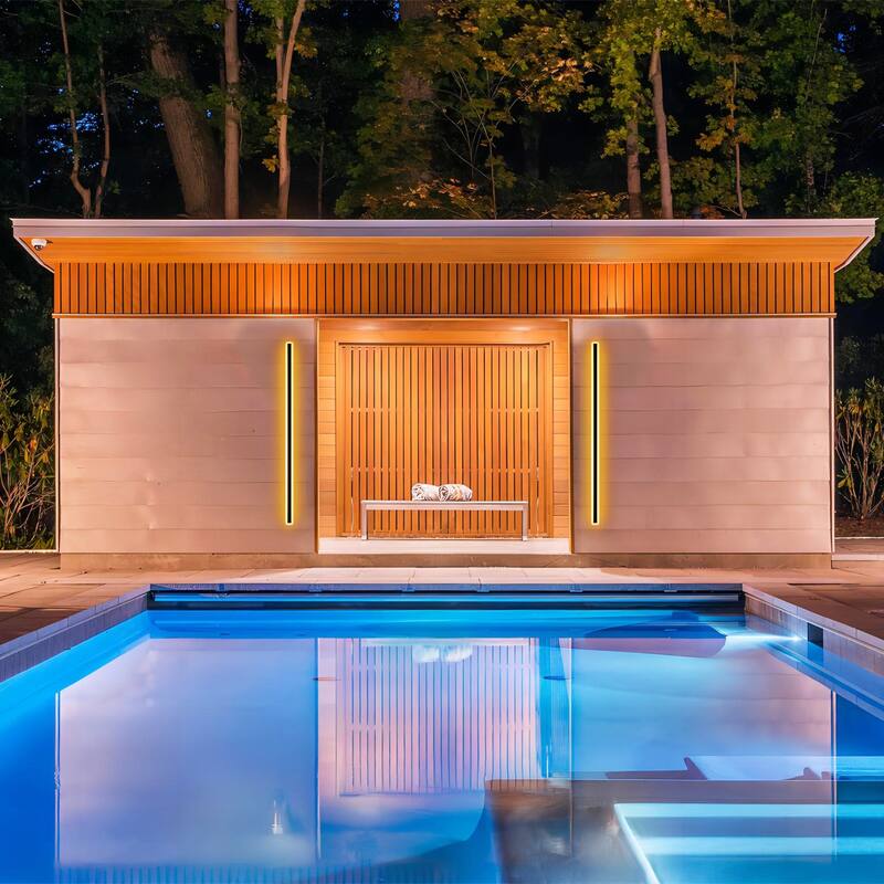 Modern Black Linear Rectangular Strip Exterior Sconce Integrated LED Waterproof IP65 Outdoor Wall Light