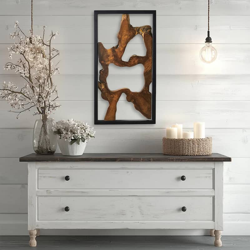 Greenage Teak Wall Decor Natural Live Edge Hanging Art Sculpture