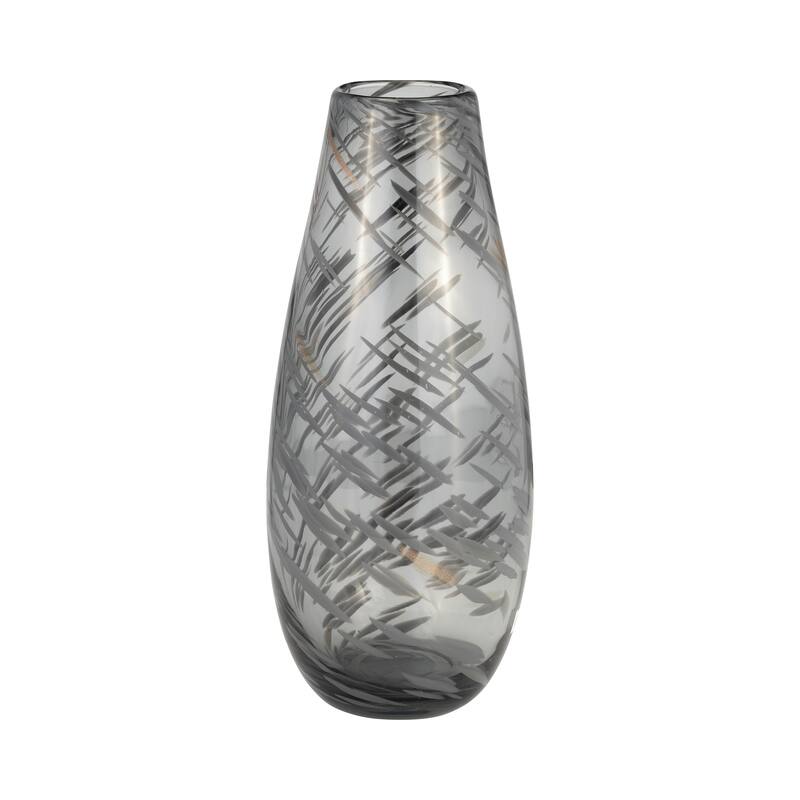 Sagebrook Home Elegant Black Swirl Modern Glass Vase