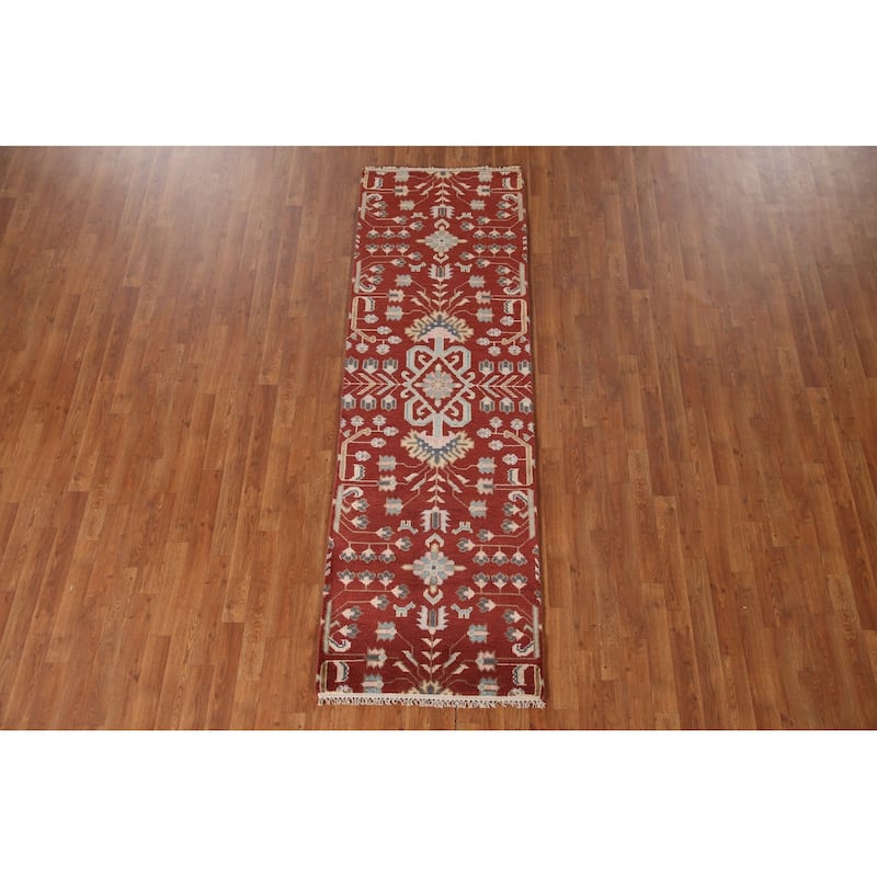 Orange Kazak Runner Rug Hand-knotted Wool Carpet - 2'7"x 8'1"
