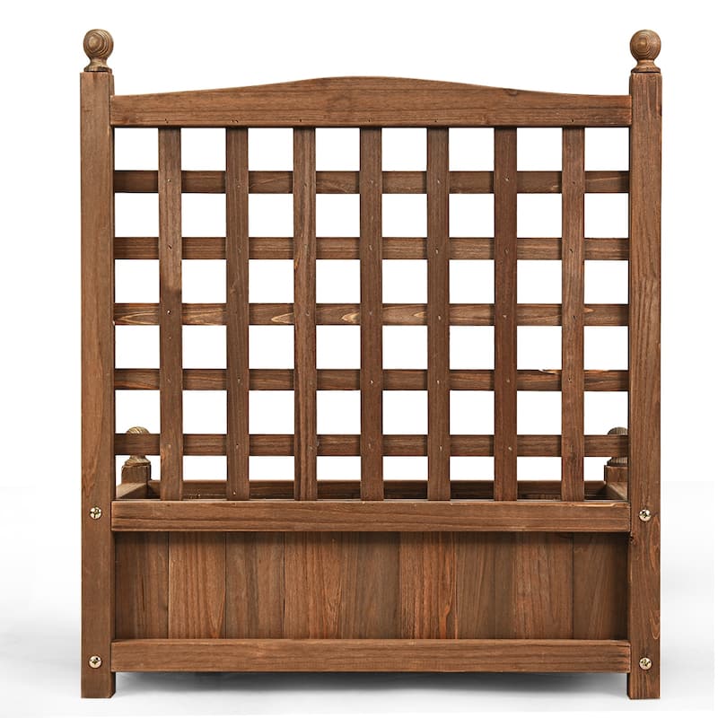 Costway Solid Wood Planter Box with Trellis Weather-Resistant Outdoor - 25'' (L) X 11'' (W) X 30'' (H)