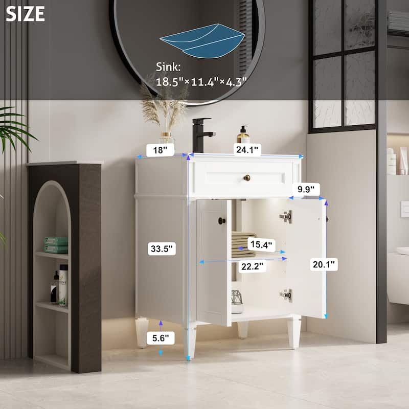 Retro Bathroom Vanity W/ Drop in Sink Combo Cabinet Set