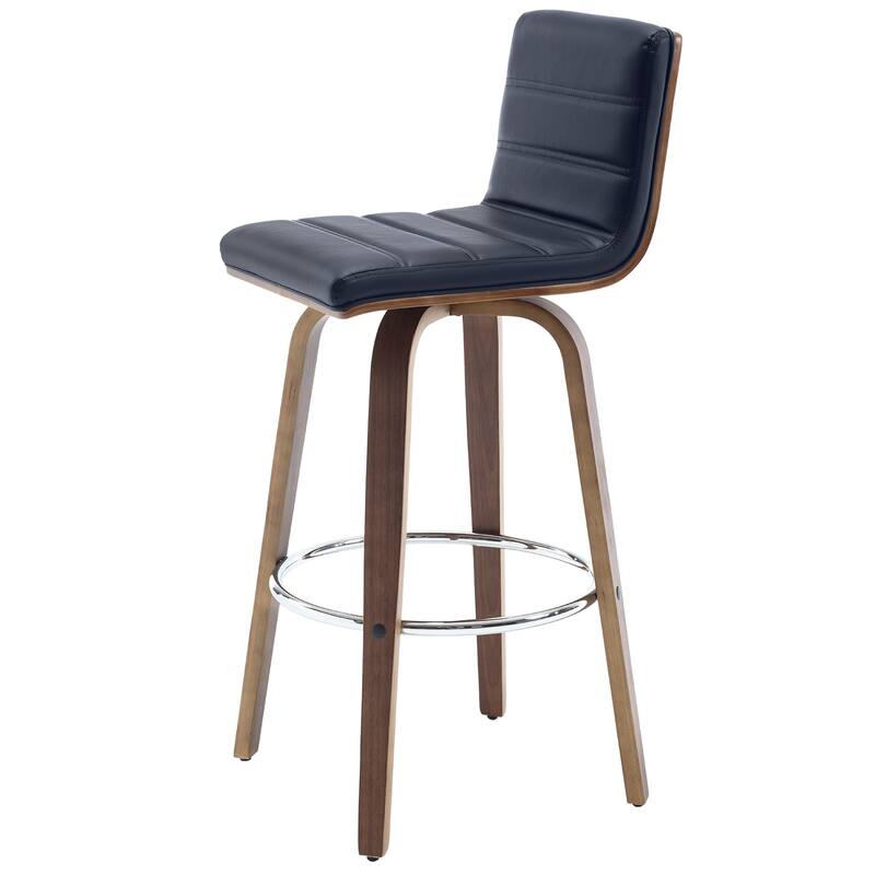PU Leather Upholstered Swivel Barstools with Back, Set of 4