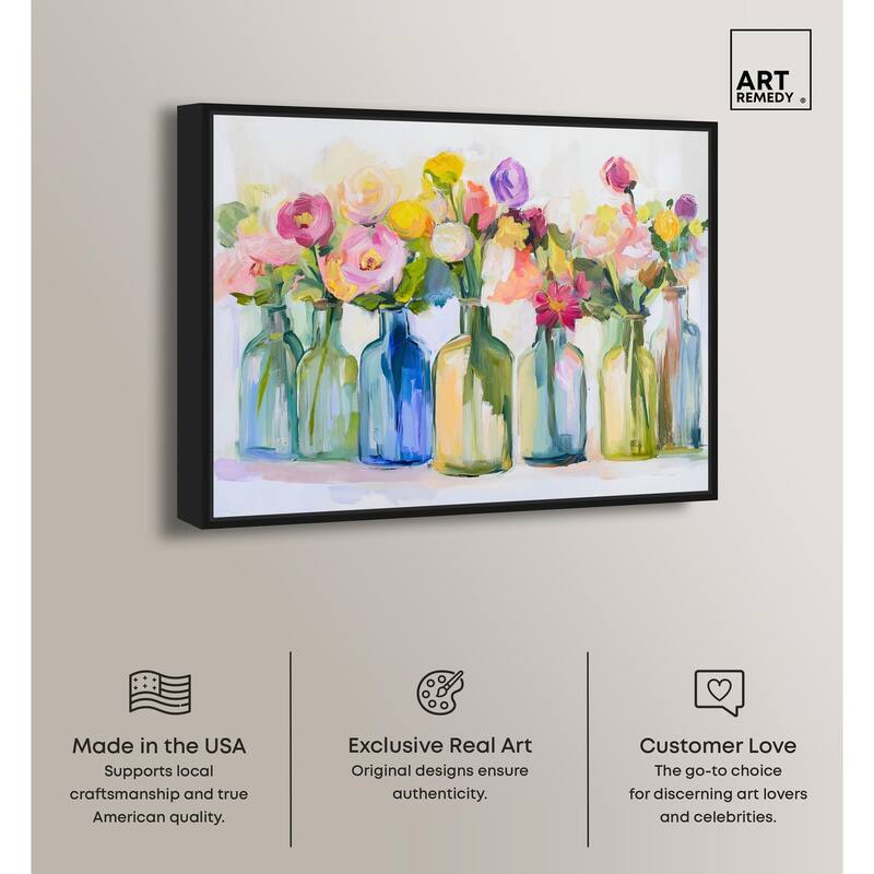 Bottles and Blooms Canvas by Art Remedy